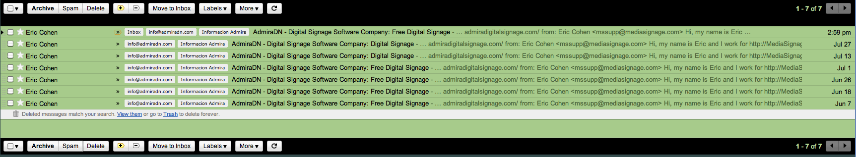 Mediasignage digital signage spam